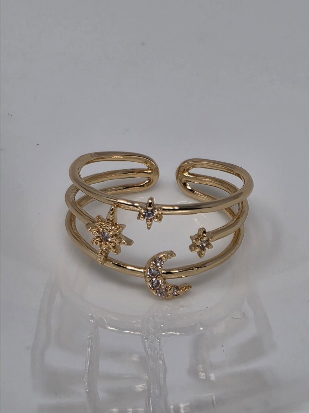 Twinkling Stars Adjustable Gold Celestial Moon Stars Ring